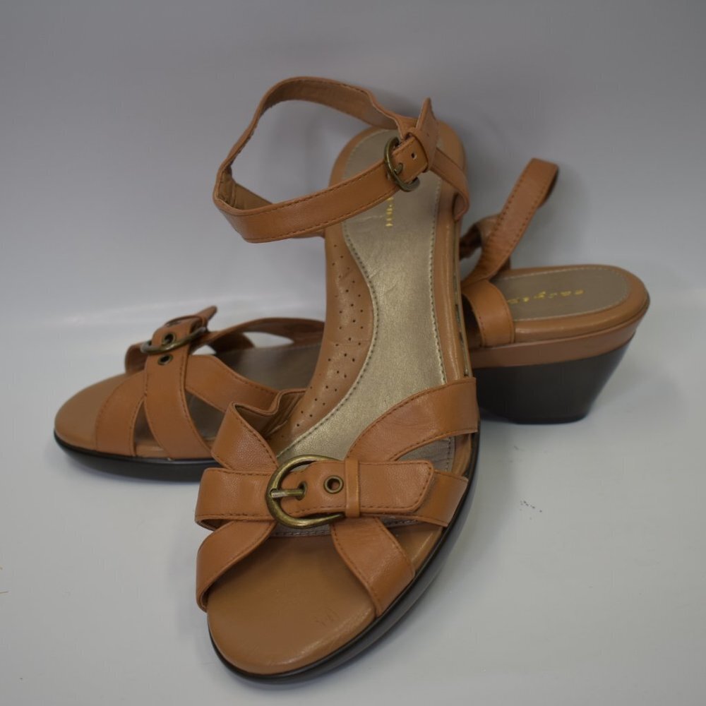 EASY SPIRIT LEATHER OPEN TOE SANDALS‎ SZ 10M